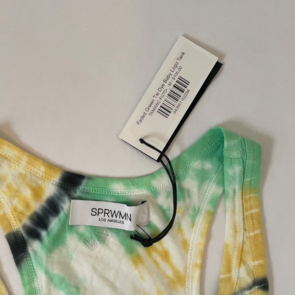 NWT- SPRWMN Tie Dye Green Cotton Tank Top Women's Medium, Colorful Boho - Picture 6 of 8